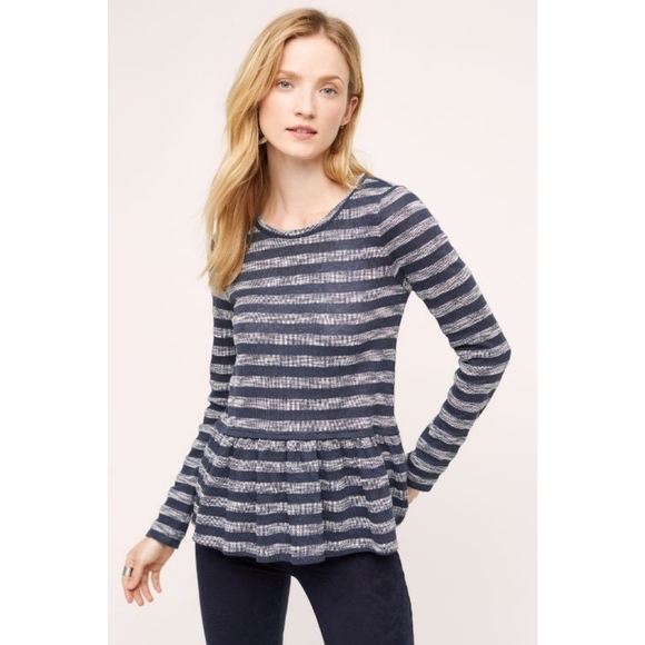 long sleeve striped peplum top